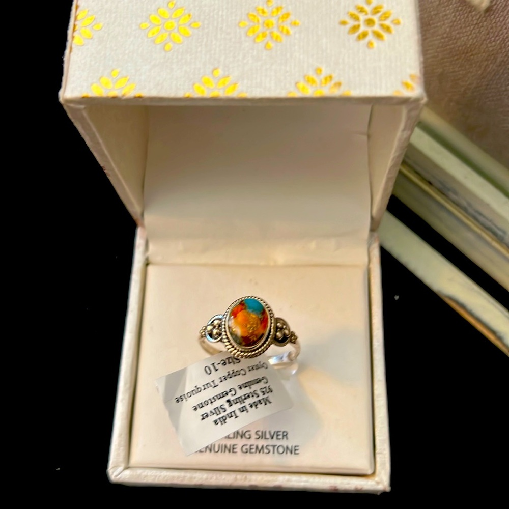 Oyster copper turquoise ring size 10